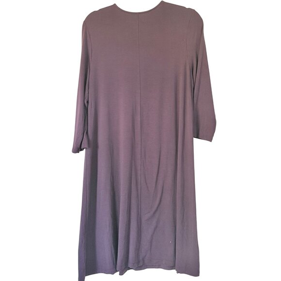 Garnet Hill Midi Dress Womens M Purple 3/4 Sleeve Comfort Stretch Casual - Picture 2 of 9
